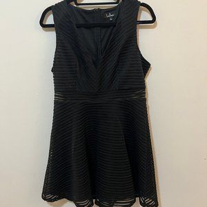Black Lulus V Neck Skater Dress (Large)